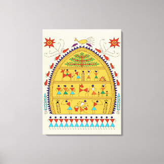 Traditional Indian Folk Art Canvas – Handcrafted