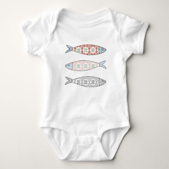 Traditional Portuguese icon. Colored sardines Camisetas