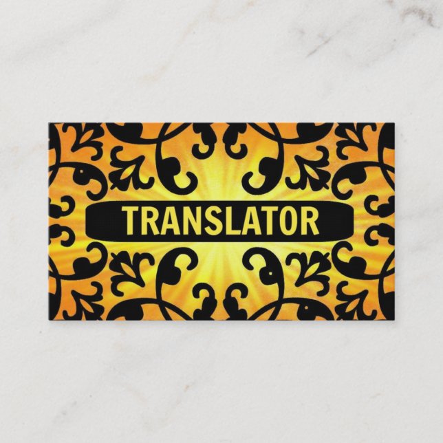 Tradutor Sunshine Damask Cartão de visita (Frente)