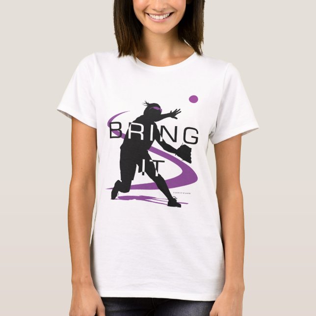 Traga-lhe o t-shirt roxo do softball (Frente)