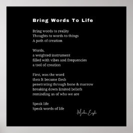 Traga palavras à vida Poem Wall Art poster