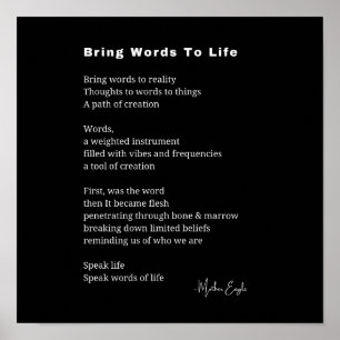 Traga palavras à vida Poem Wall Art poster