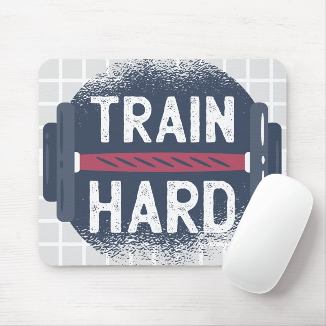 TRAIN HARD Barra de Fitness Mouse Pad Grid (Com mouse)