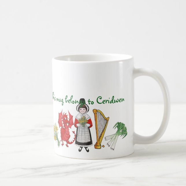 Traje de Galês, emblemas, caneca de café a (Direita)