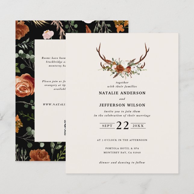 Traje de orçamento preto branco elegante detalhes  (Frente/Verso)