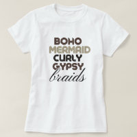 Tranças de Sereia Boho Camiseta Preta Personalizad