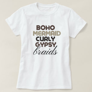 Tranças de Sereia Boho Camiseta Preta Personalizad