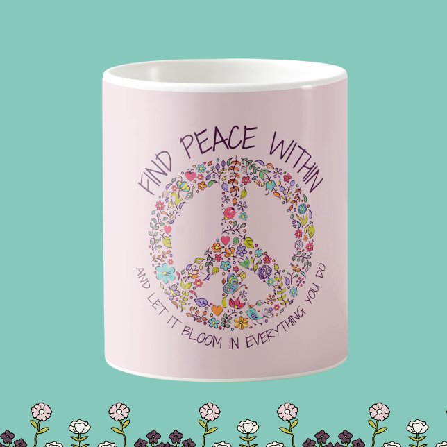 Tranquilidade dentro de uma caneca flexível - Drin (Peace Within Floral Mug – Customizable Drinkware)