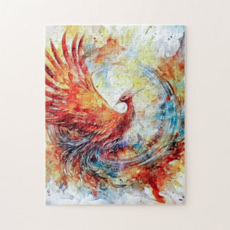 Transcent Watercolor Phoenix Shield Quebra-cabeça