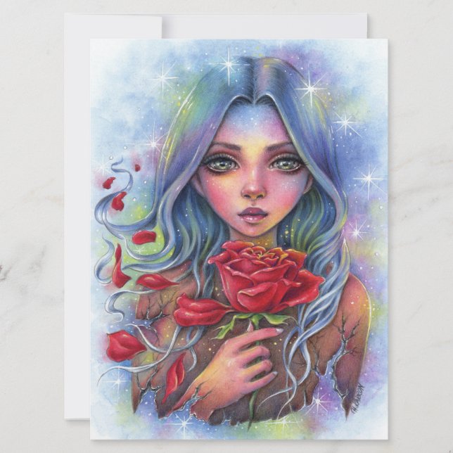 Transition Rosa Stars Fairy Fantasy Womy Art Card (Frente)