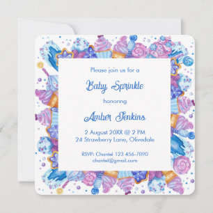 Tratamentos congelados Blue Baby Sprinkle Convite