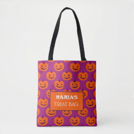 Trato Personalizado do Halloween e Saco de Tote do