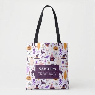 Trato Personalizado do Halloween e Saco de Tote do