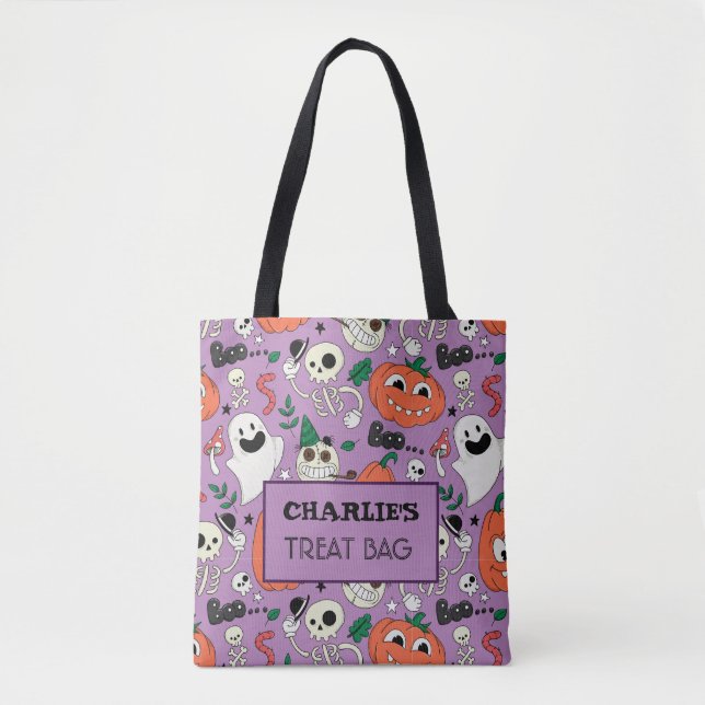 Trato Personalizado do Halloween e Saco de Tote do (Frente)