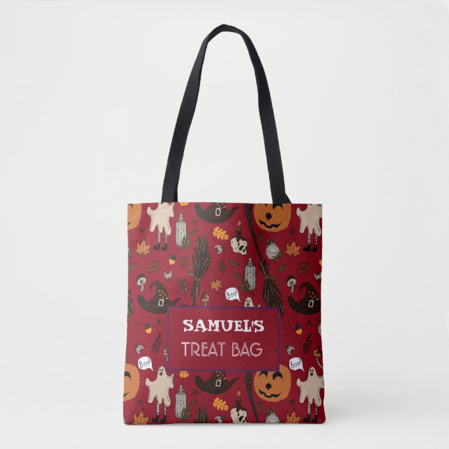 Trato Personalizado do Halloween e Saco de Tote do (Frente)