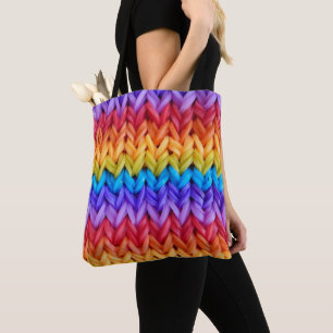 Trator clássico Knit Arco-Íris Tote Bag