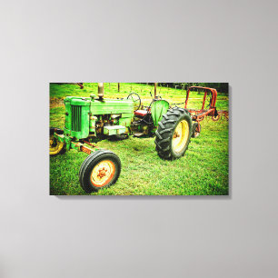 trator de fazenda velho em canvas