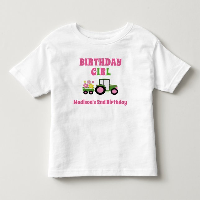 Trator Girl Birthday T-shirt Toddler Kid (Frente)