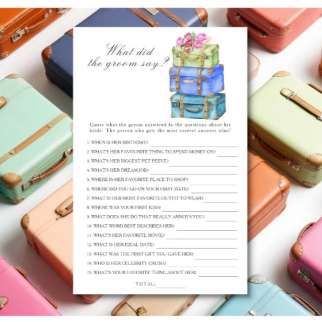 Travel Bridal shower What did the groom say game (Criador carregado)