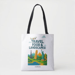 Travel, Food & Landscapes Tote Bag | Add Text/Name