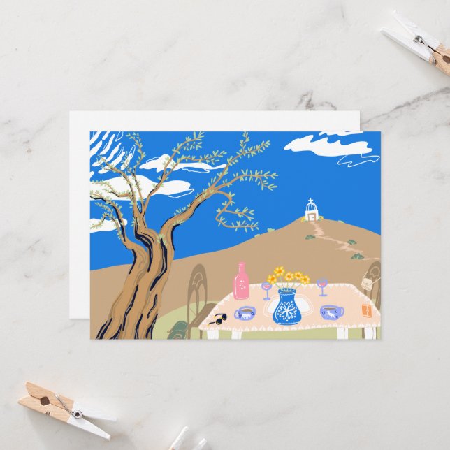 Travel keepsake Greek afternoon olive tree scene (Frente/Verso In Situ)
