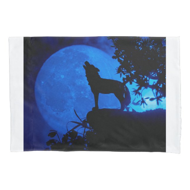 Travesseira Lobo Lua Azul  (Frente)