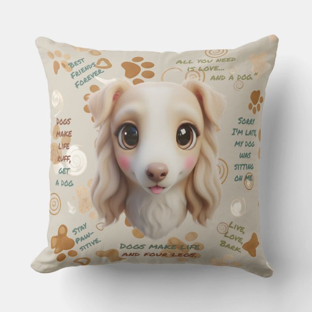 Travesseiro Almofada de Rosto Borzoi Adorável (Frente)