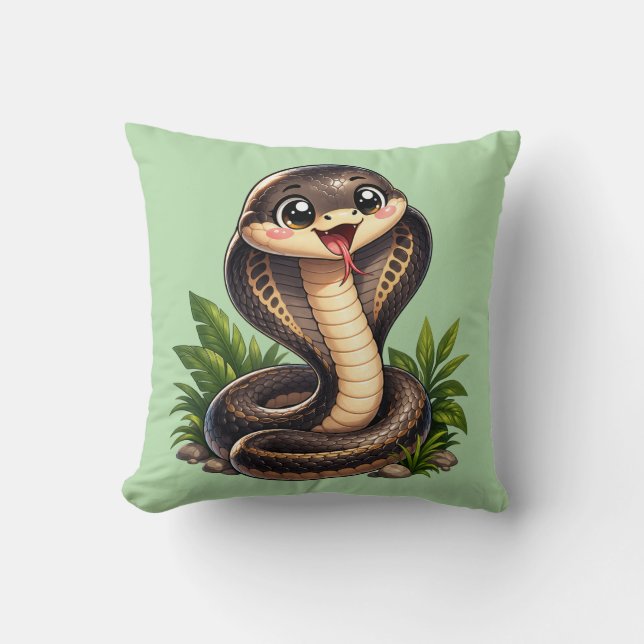 Travesseiro Almofada Kawaii de Cobra Fofa (Frente)