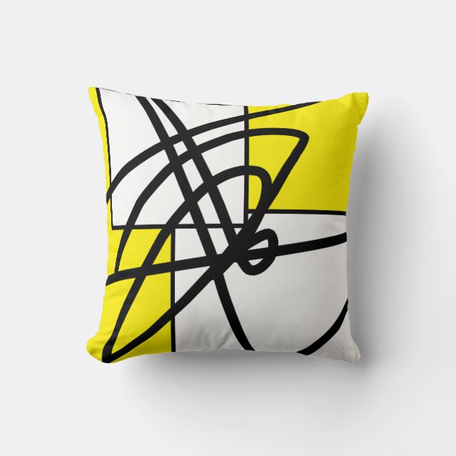 Travesseiro Almofada Preto Amarelo Minimalismo Abs (Frente)