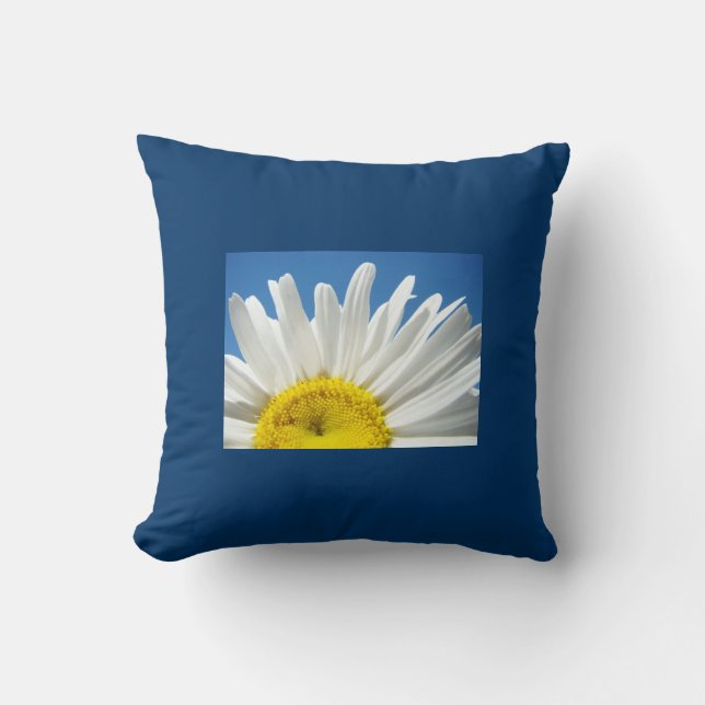 Travesseiro Azul com Almofada de Flor de Margarida (Frente)