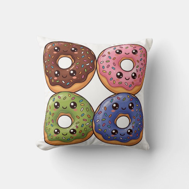 Travesseiro de Almofada Donuts Glacê Pop Art Kawai (Frente)