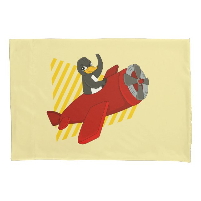 Travesseiro de desenho animado de pinguim voador (Frente)