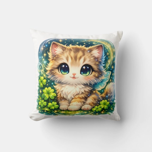 Travesseiro de Gatinho Mágico Fofo | Almofada de G (Frente)