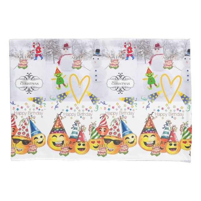 Travesseiro Feliz Aniversário de Feliz Natal (Frente)