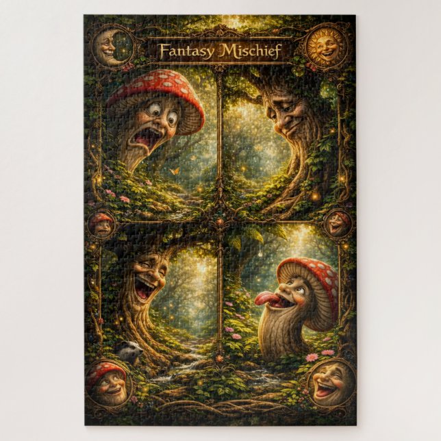 Travessuras de fantasia, quebra-cabeça da floresta (Vertical)