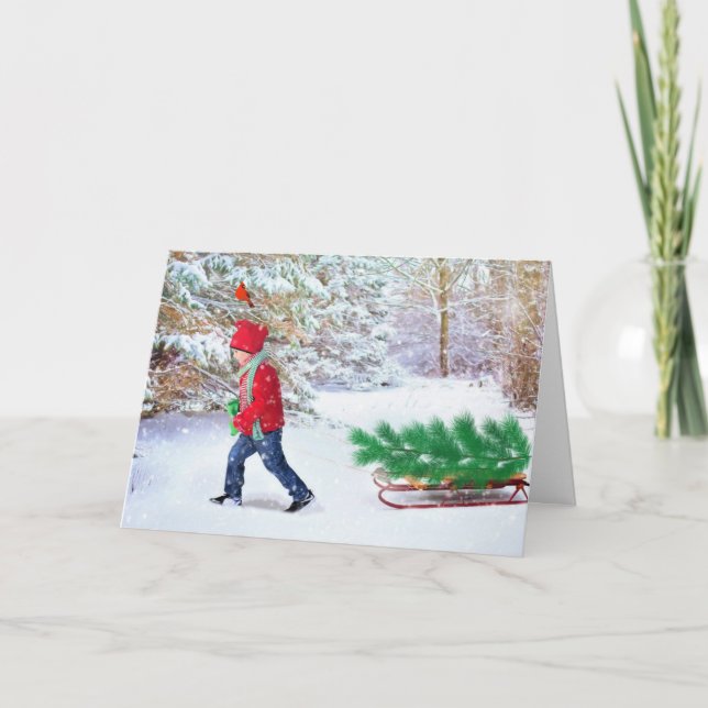 Trazendo Cartão de Saudação de Árvore de Natal (Frente)