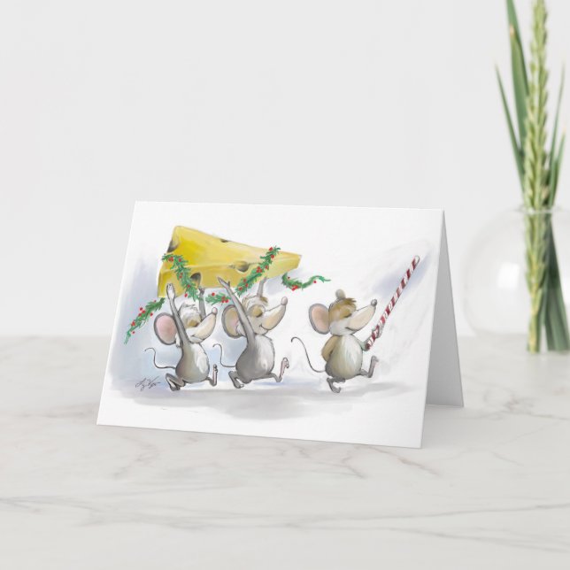 Trazendo O Cartão De Vazio De Queijo De Natal (Frente)