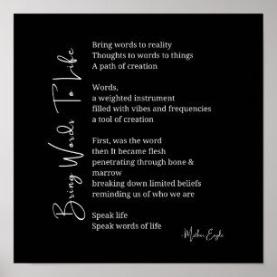 Trazer palavras à vida Poem Wall Art poster Decor