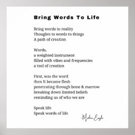 Trazer palavras à vida Poem Wall Art poster Decor