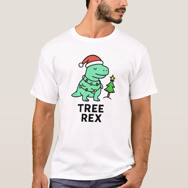 Tree Rex - Cute Christmas Pun T-Shirt (Frente)