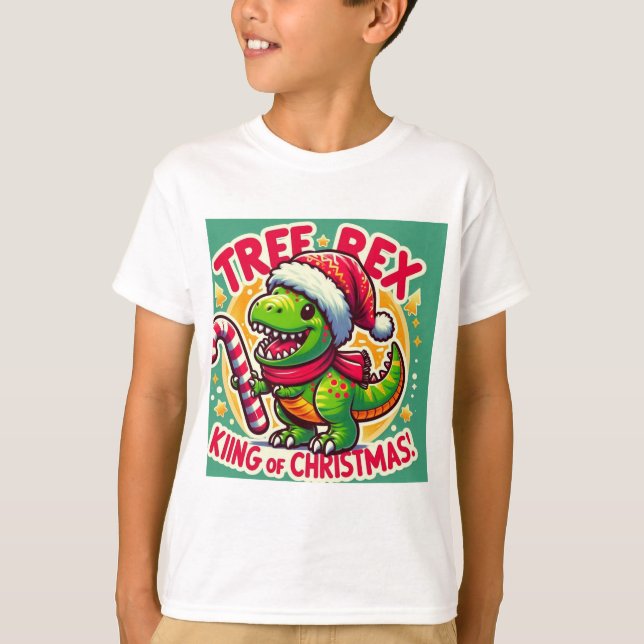 Tree Rex - Engraçado T-Rex T-Shirt Natal (Frente)