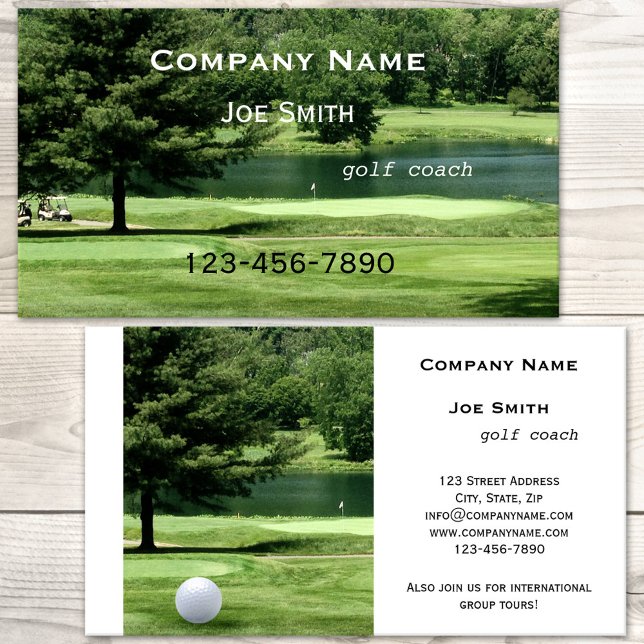 Treinador de Golf ou Cartão de visita de Instrutor (A lush green golf business card for a golf coach, instructor or trainer.)