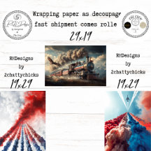 Trem Águia Patriótica Celebração do 250º Decoupage