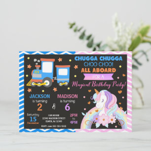 Trem Choo Choo e Convite de Aniversário Conjunto d