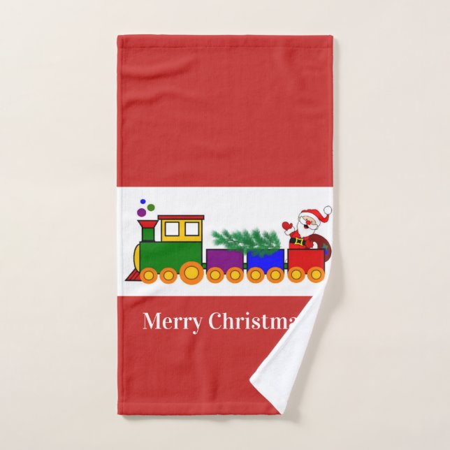 Trem de Natal / Toalha de Mão Vermelha (Toalha de mão)