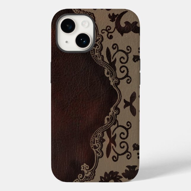Trendent chocolate Couro castanho Damask iphone5 (Verso)