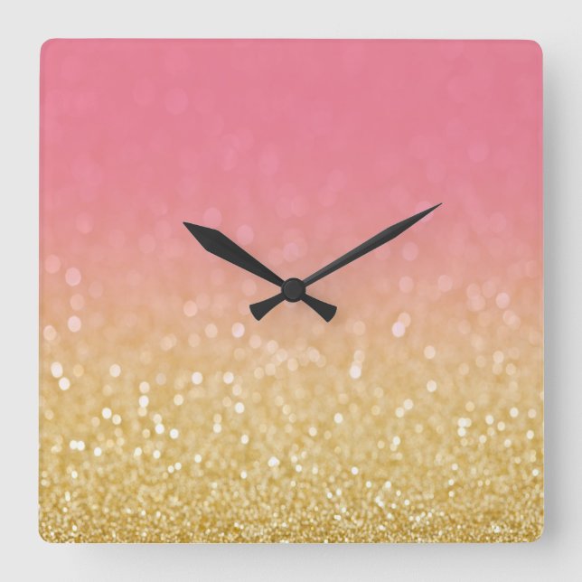 Trendente Relógio de Parede do Ombre Rosa Dourado (Frente)