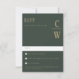 Trending Modern Moss Green Dourado Weding RSVP