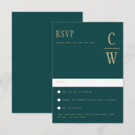 Trending Peacock TEAL Green Dourado Weding RSVP