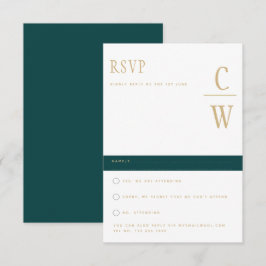 Trending Peacock TEAL Green Dourado Weding RSVP